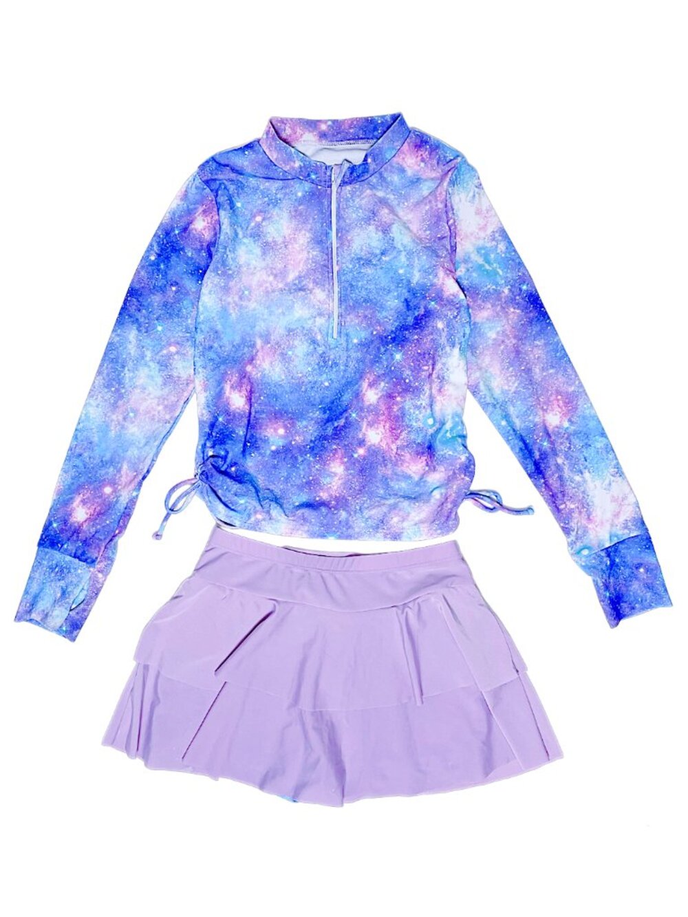 Girls Galaxy Rashguard Swim Set UPF 50+ Skort Size 9-10